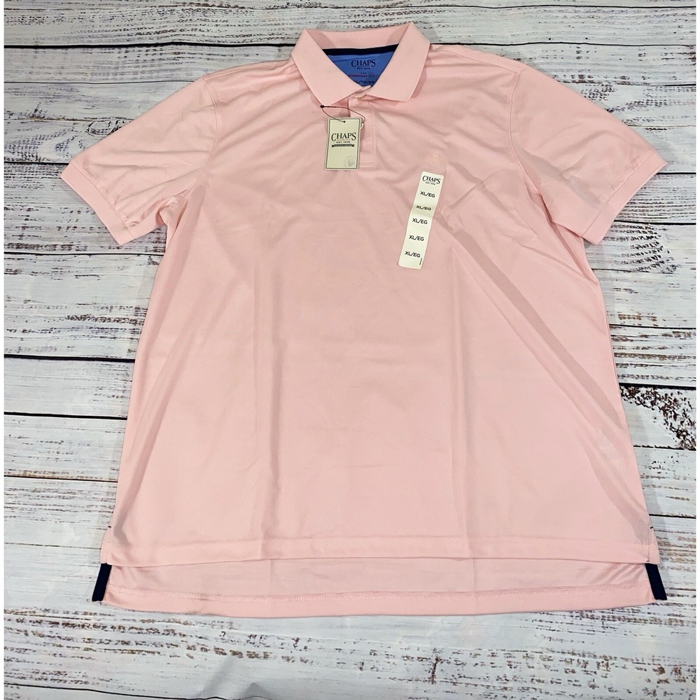 Chaps  Mens Polo‎ Shirt Pink Short Sleeve Adult XL NW Golf